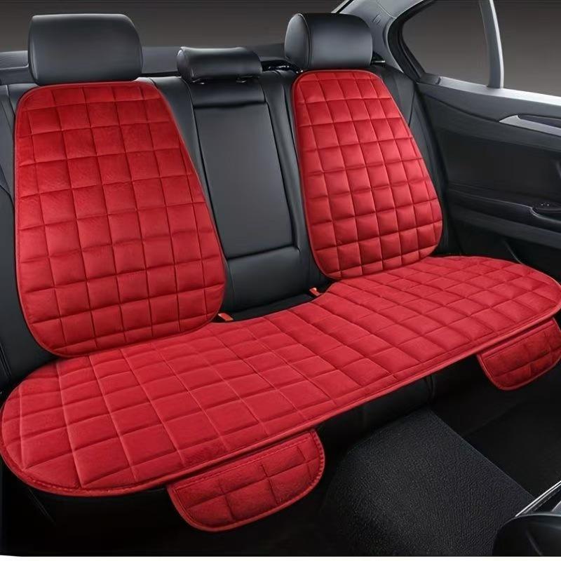 Universal Non-Slip Crystal Velvet Car Seat Cushion with Backrest for All Seasons