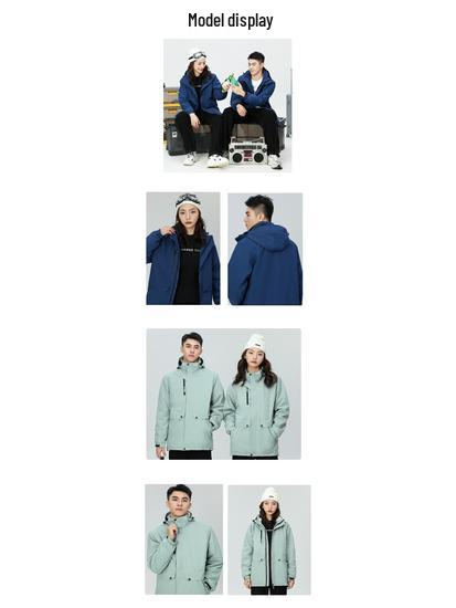 Unisex Waterproof & Windproof Hooded Fashion Storm Jacket, 3-in-1 Design for Outdoor Sports