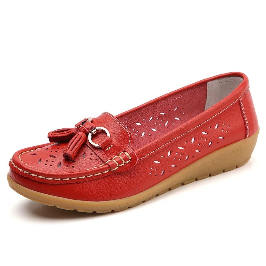 2025 Casual flat women's lightweight soft genuine leather shoes, anti-slip summer breathable loafers womens shoes tenis de moda