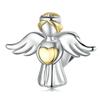 WOSTU Religious Series 925 Sterling Silver Prayer Charms Guardian Angel Pendant Red heart Bead Fit Bracelet DIY Jewelry Making