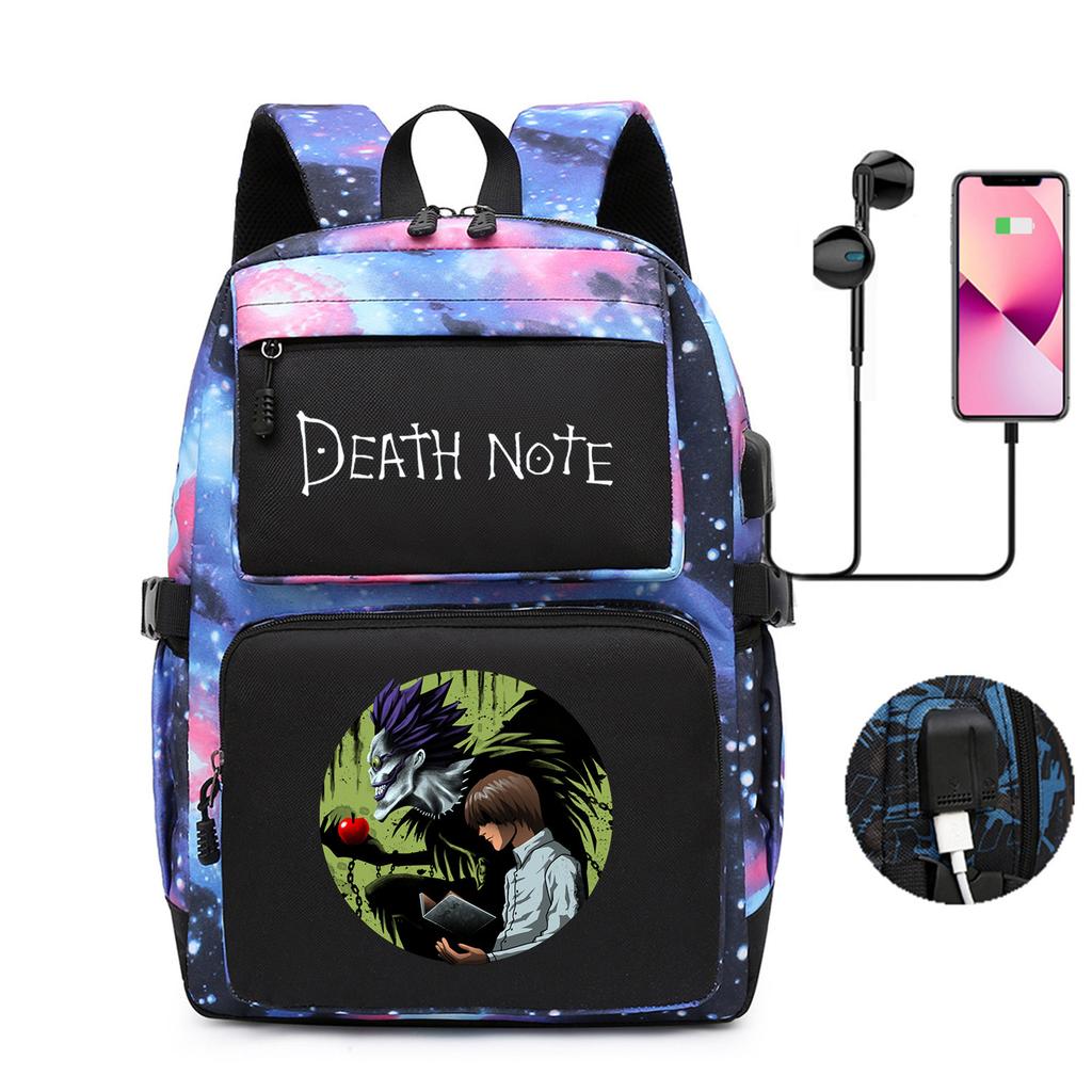 Riman Death Note Peripheral Backpack, Youth Student Schoolbag, Large-Capacity Outdoor Travel Backpack