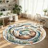 Ocean Sea (121) Theme Round Crystal Velvet Rug Custom Name Text Personalized Floor Mat Home Decor Non Slip Crystal Carpet