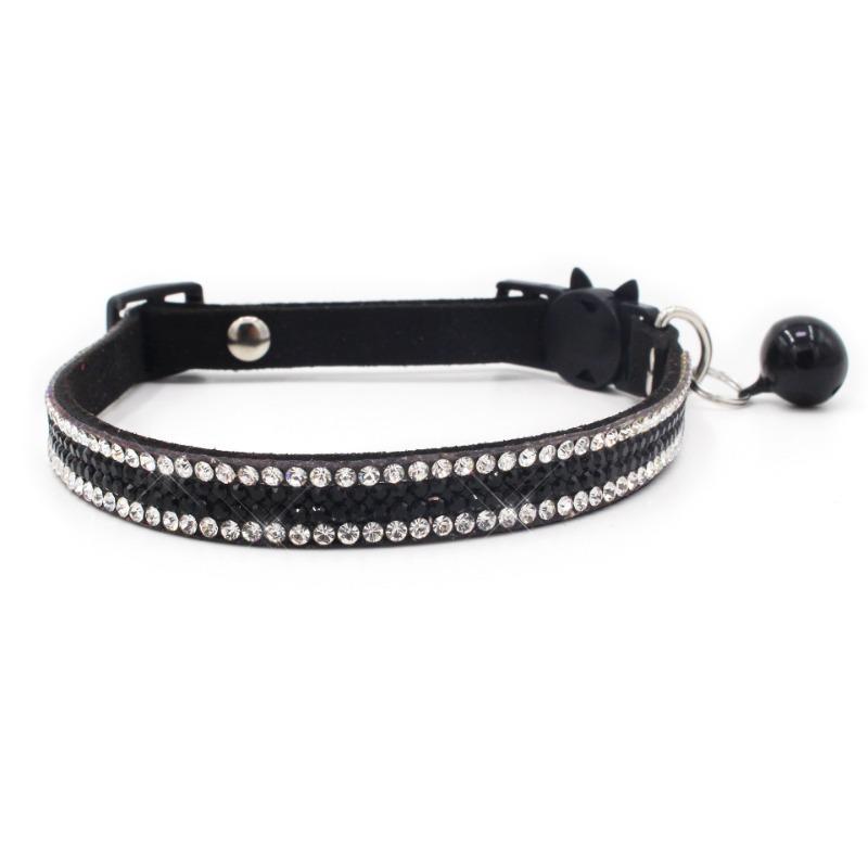 Pet collar Shiny rhinestone color anti-bridle suede soft and comfortable bell style cat leash collar Xs width 1.0 * adjustable 20-25cm