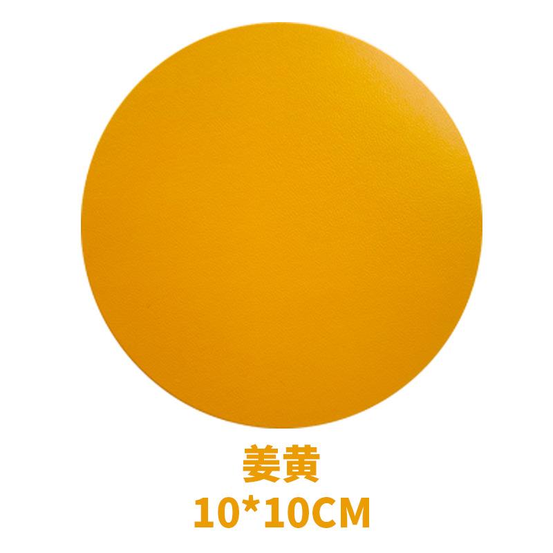 Round spot leather teacup mat can be ordered lOGO hand sewing with oil edge pu leather coaster thermal insulation mat wholesale