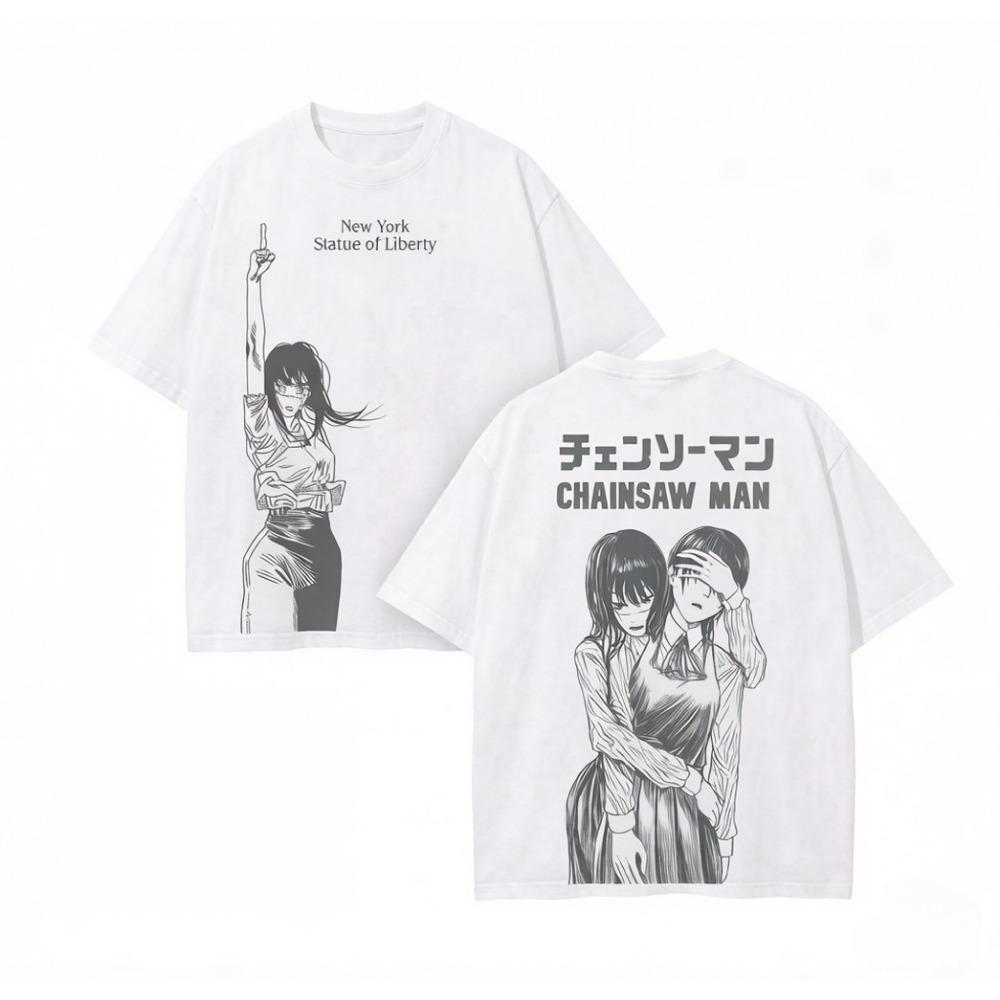 Mitaka Asa Chainsaw Man Manga T-Shirt Vintage T Shirt for Men's Clothing Short Sleeve Cotton Soft Tees Tops