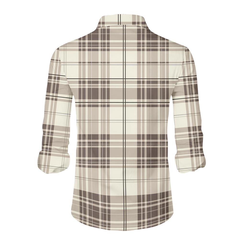 Men's striped print long sleeve button,up shirt