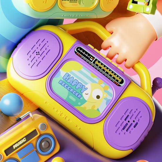 Dětské multifunkční rádiové hračky s hudbou, světlem, nahráváním, 6 anglických písniček, pro batolata, chlapce, dívky, kreslené žirafy, dinosauři, rádiové vzdělávací hračky