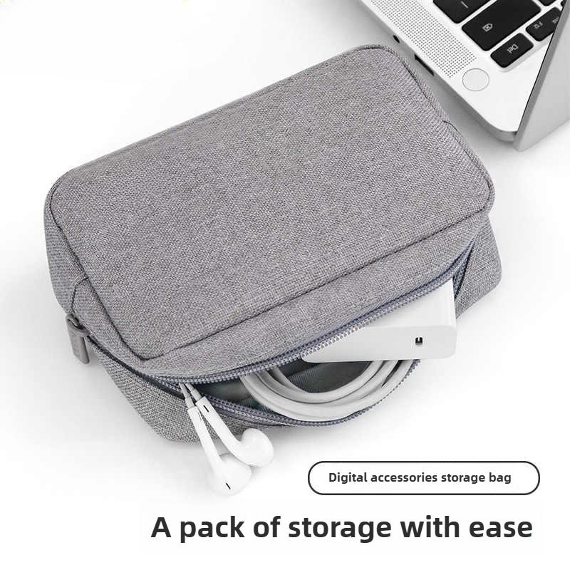 USB Cable Organizer Bag, Travel Essentials Pouch for Earphones Gadgets Storage, Digital Accessories & Makeup Case, Portable