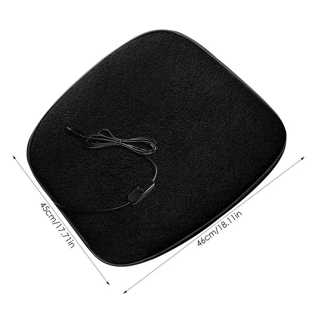 Universal 5V 12W Portable USB Heating Cushion Car Heated Seat Pad Black 45*46cm