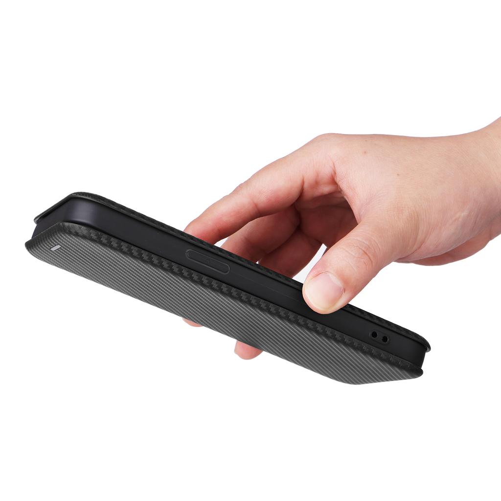 Phone Case with Card Holder for iPhone 15 Pro Max,Carbon Fiber Texture Leather Stand Cover