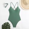 New One-piece Solid Color Swimsuit Bikini Sexy Backless Casual Vacation Swimsuit Women