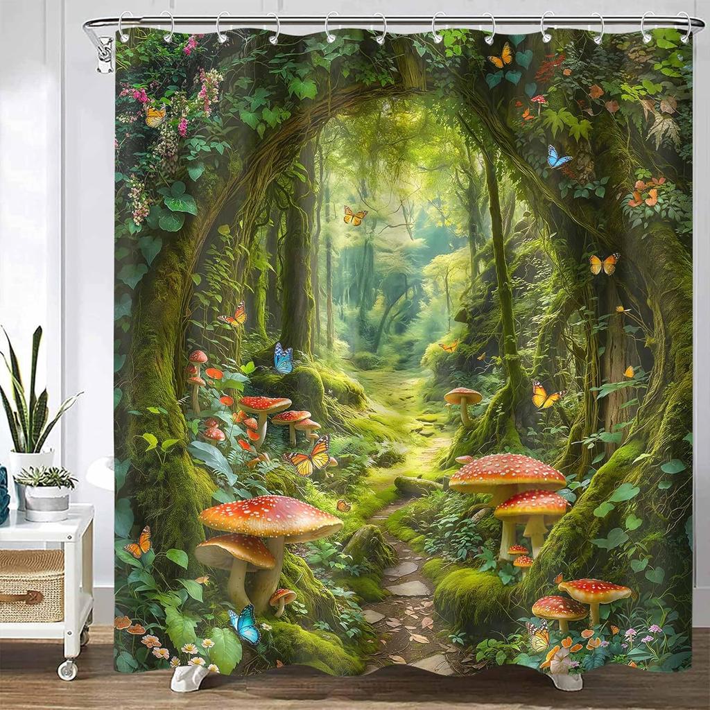 Adorable Cats Shower Curtain Set Cozy Plant Pot Design Waterproof Bathroom Shower Curtain Cute Feline Group Print Charming Home