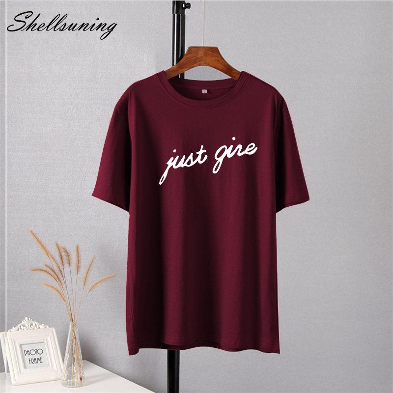 Shellsuning Casual Lose T Shirts Frauen Sommer Trendy Baumwolle Harajuku Graphic Tees Weibliche Einfache Kurzarm Brief Gedruckt Tops
