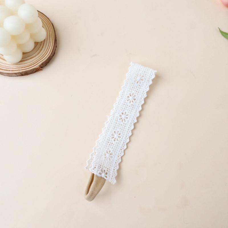 3Pcs Infant Stretchy Lace Headwear Hairband Feature Delicate Embroidery Soft Fabric for Everyday Wear and Photoshoots