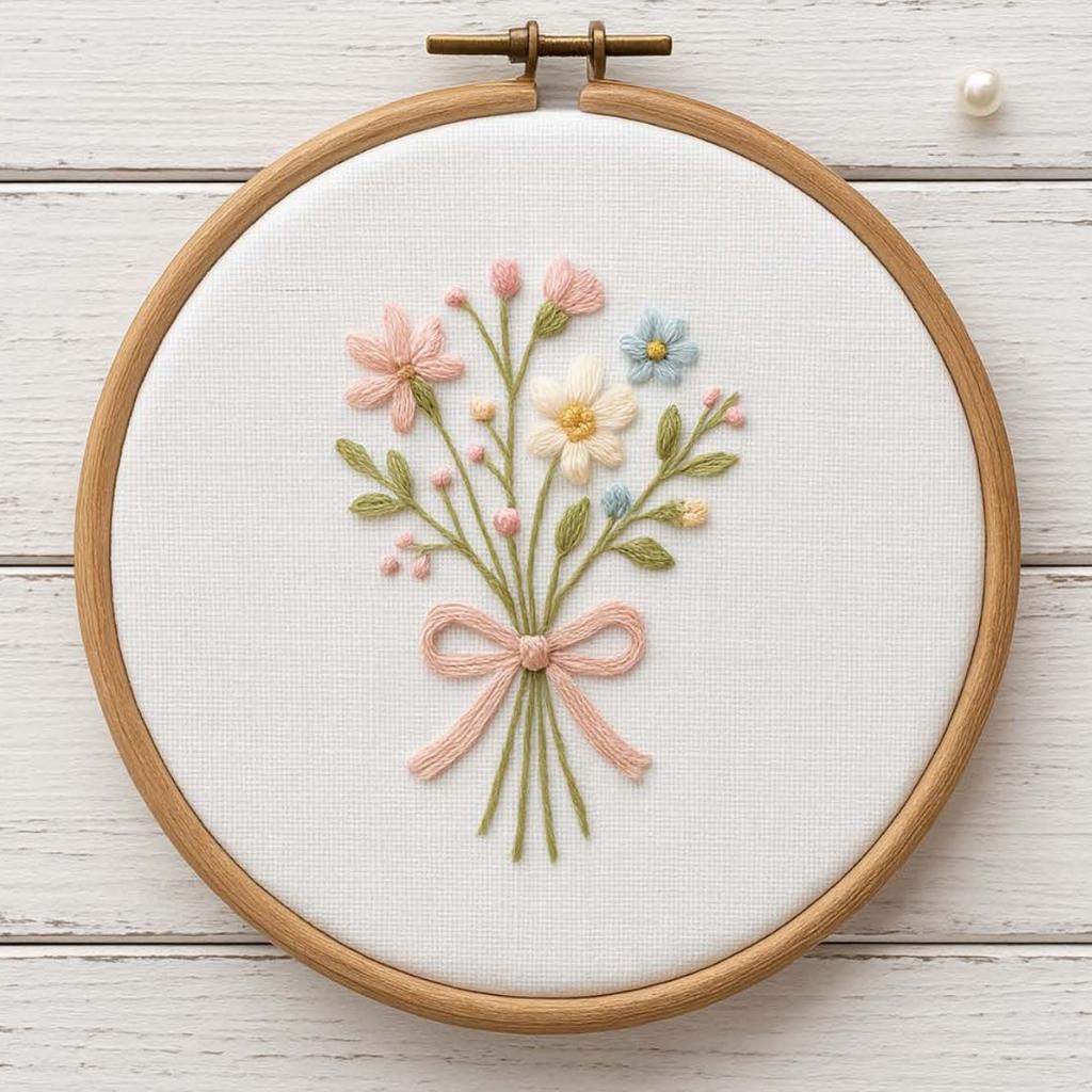 1set Bouquet embroidery kit, including English stitch instructions, bouquet embroidery material kit, DIY embroidery craft material kit