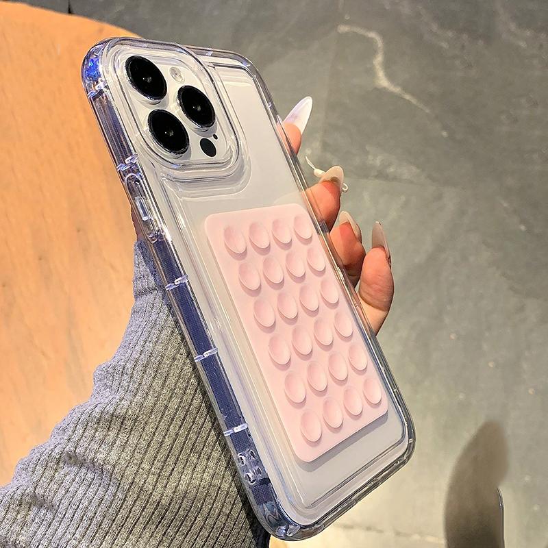 3D Suction Cup Transparent Phone Case For Samsung Galaxy S26 S25 Ultra S24 Plus S23 FE S22 S21 A55 A35 A15 A54 A34 A53 A33 Cover