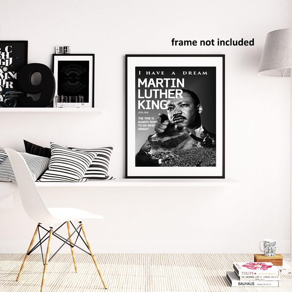 Inspirational Martin Luther King Jr. Quote Wall Art Canvas Print African American Hero MLK Wall Decor Black History Month Poster for Office or Room