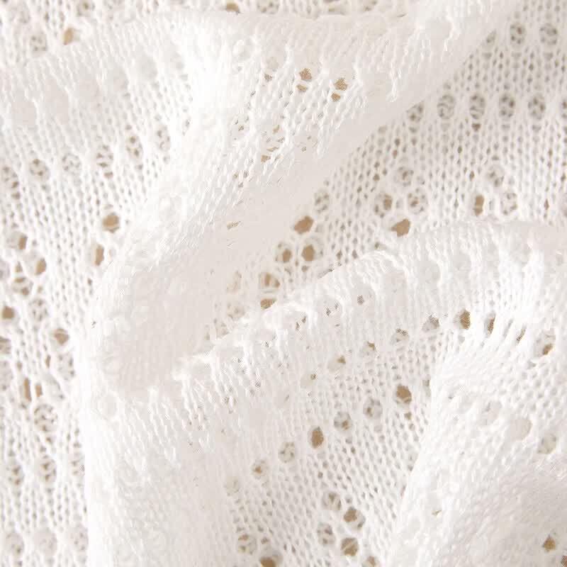 Shechi Women's Hollow-Out Knit Short Sleeve Top