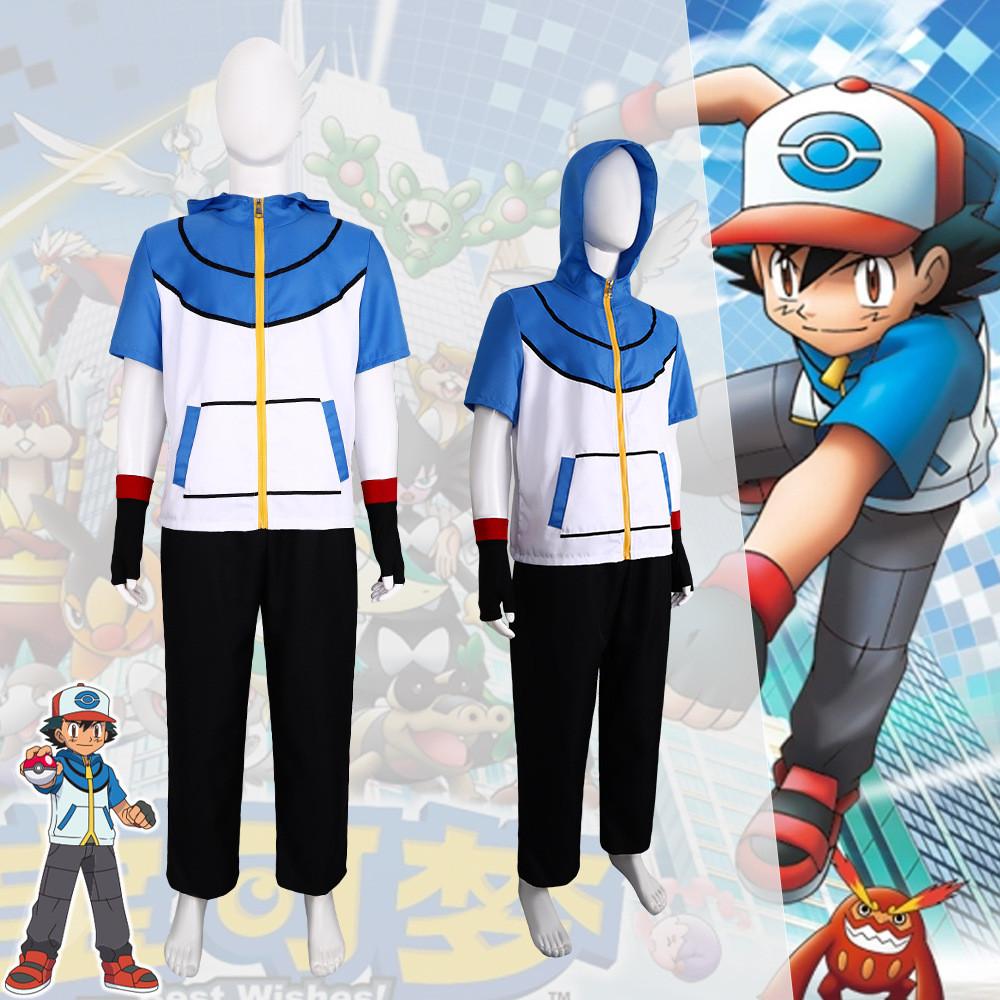 Ketchum Anime Ash Character Cosplay Polyester Outfit Halloween Gift
