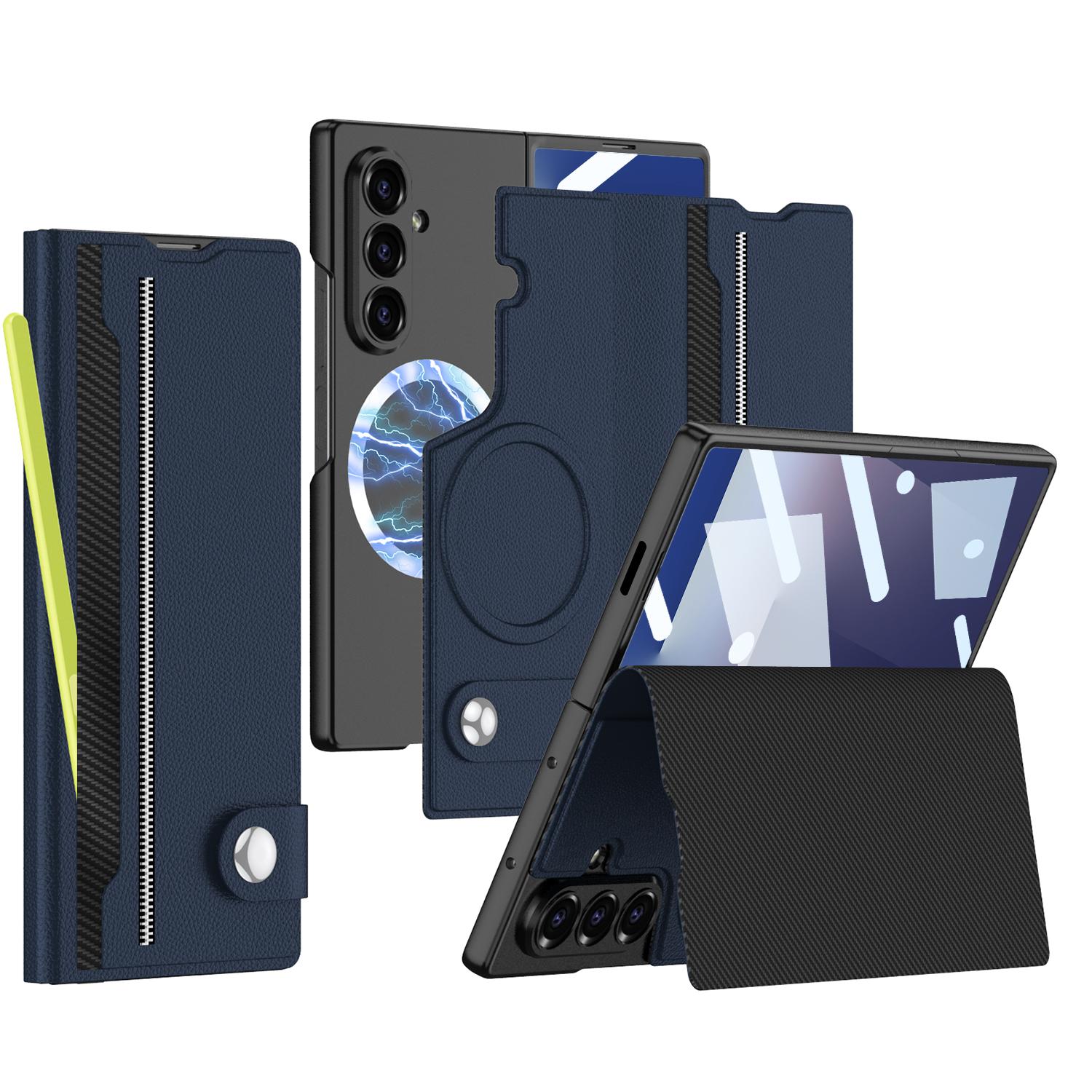 

GKK For Samsung Galaxy Z Fold7 5G Magnetic Case with Card Slot Detachable PC PU Leather Flip Phone Cover Midnight Blue