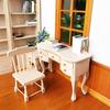 Miniature Study Furniture Set 2PCS Wood Desk Chair Models For Adult Collector Study Decoration