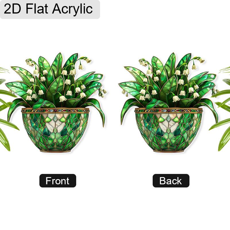 Acrylic Lily of the Valley Potted Plant Suncatcher Stained Glass Effect Window Hanging Ornament Flower Lover Gifts