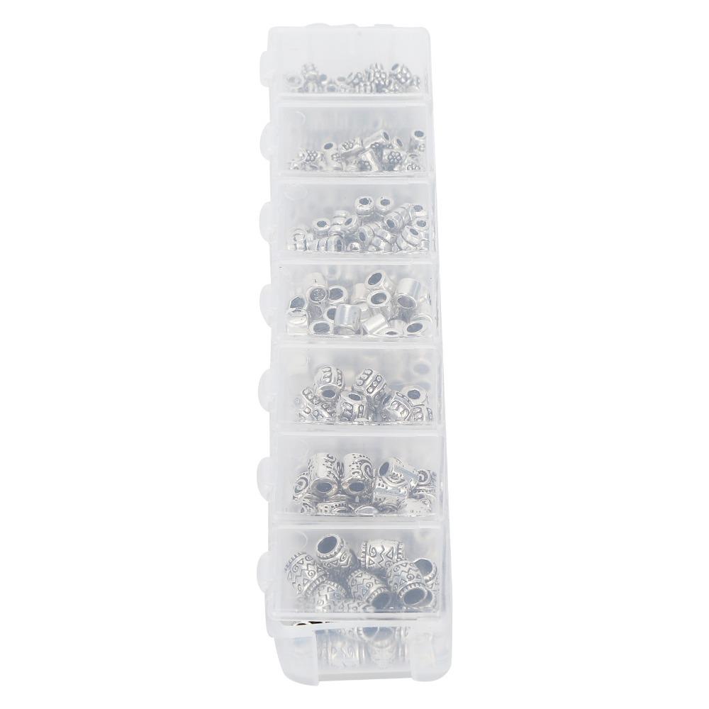 260pcs Alloy Metal Spacer Bead Silver Spacer Bead Set Metal Spacer Bead Pack Bracelet Making