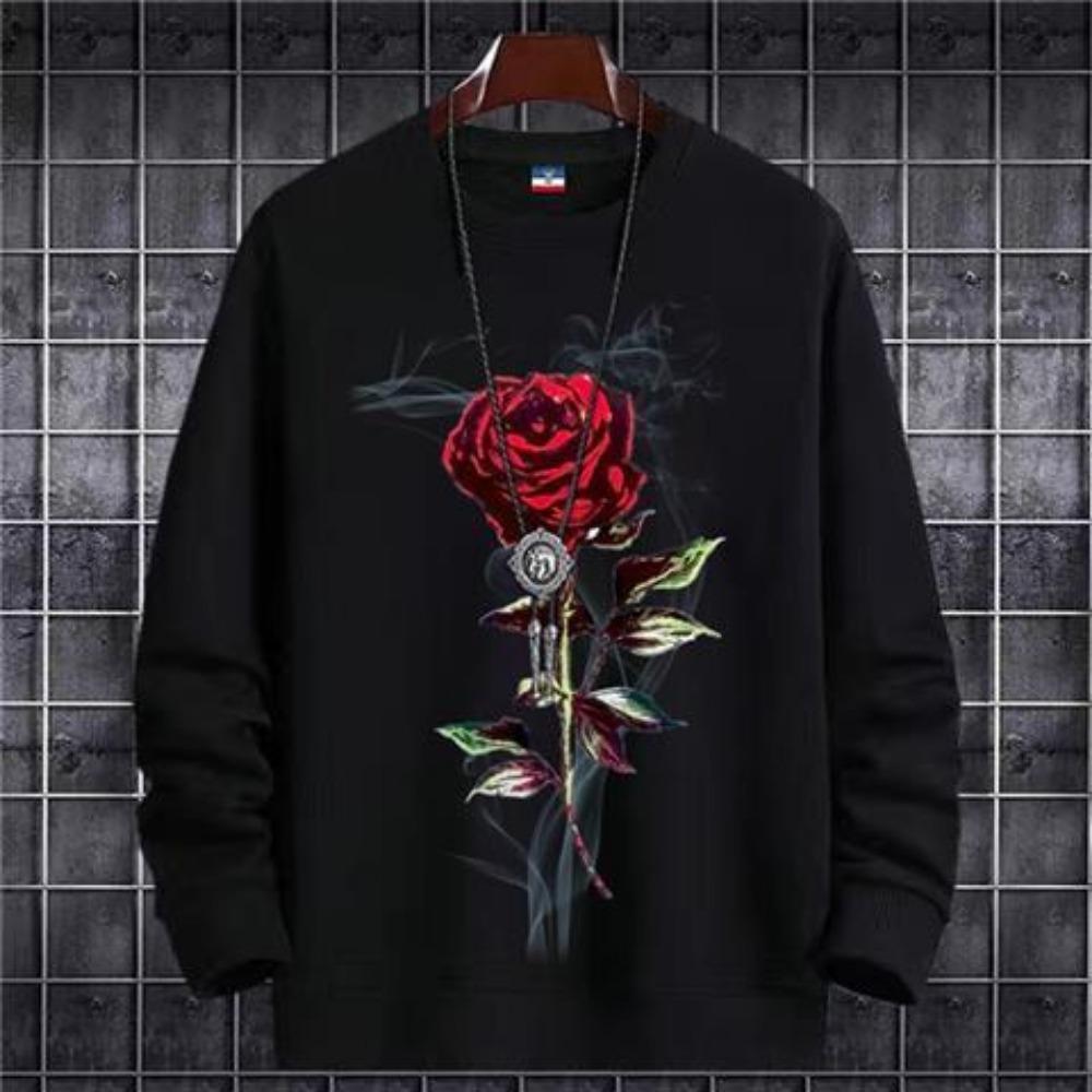 

Свитер с круглым вырезом, мужская весенне-осенняя рубашка с розовым принтом, свободная куртка с длинными рукавами M