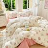 Fresh Literary Style Glutinous Cotton Bedding Set - Four-Piece Set for Dormitory or Home