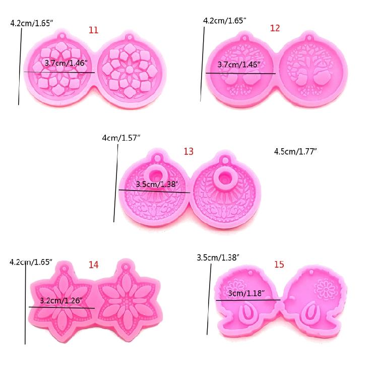 1PC Heart Star Flower Shape Resin Craft Silicone Mold Pendant Mould Earrings Moulds for Unique Necklace and Earring