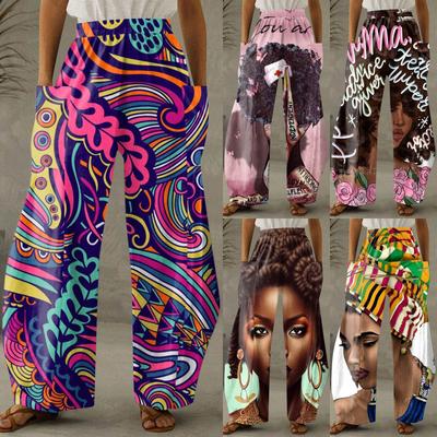 Dámske nohavice Tlač Ležérne Rovné nohavice Voľné Široké nohavice Veľká veľkosť Nohavice Klasické Trendy Nohavice Dashiki