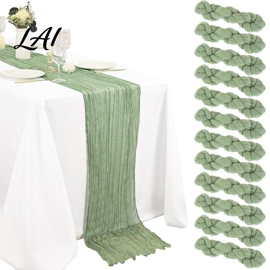 Kitchen Dining Table Accessory Rustic Cheesecloth Runner Wedding Sheer Modern Farmhouse Runner Boho for Bridal Shower Baby Hotel Decor