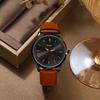 BUREI Analog Quartz Watch with Waterproof Brown Leather Stylish Black Business Lightweight and Easy To a Simple and Stylish a Great Day Gift Men's