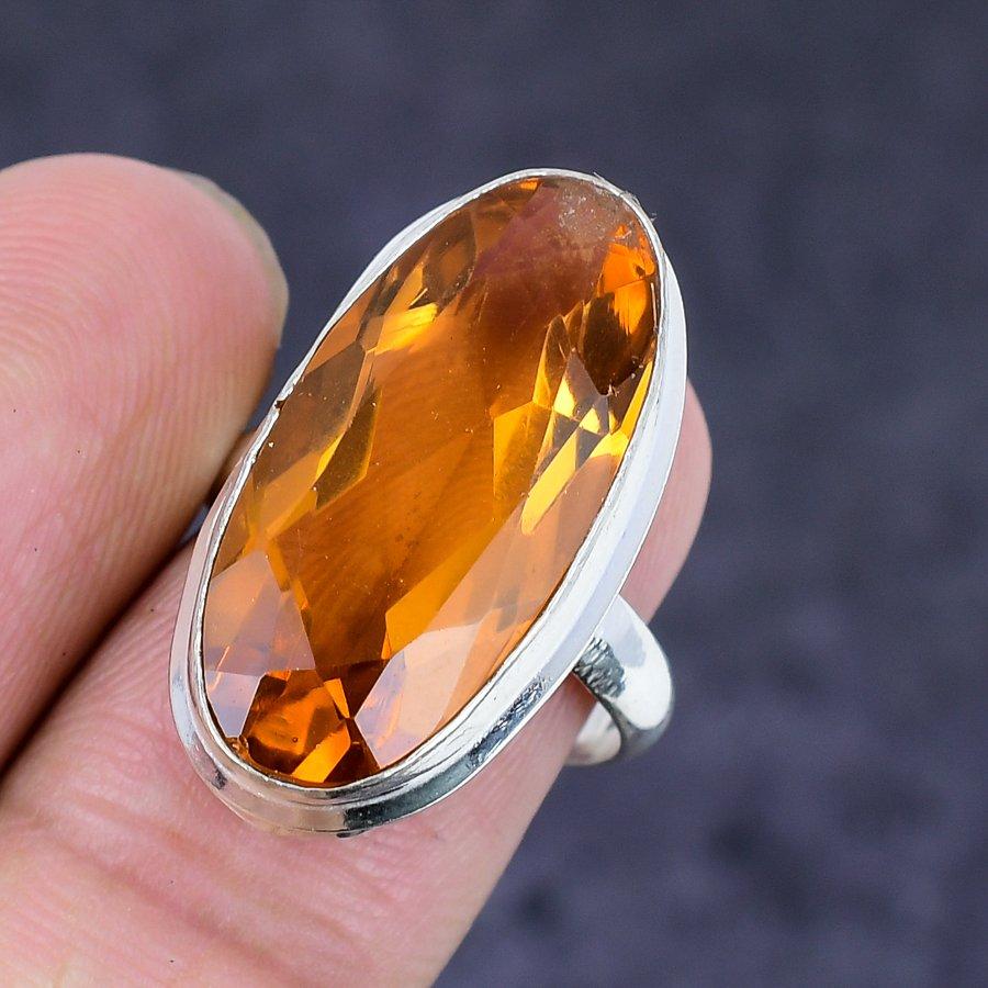 Natural Morganite Gemstone 925 Sterling Silver Jewelry Ring Size 7.5 F5n47