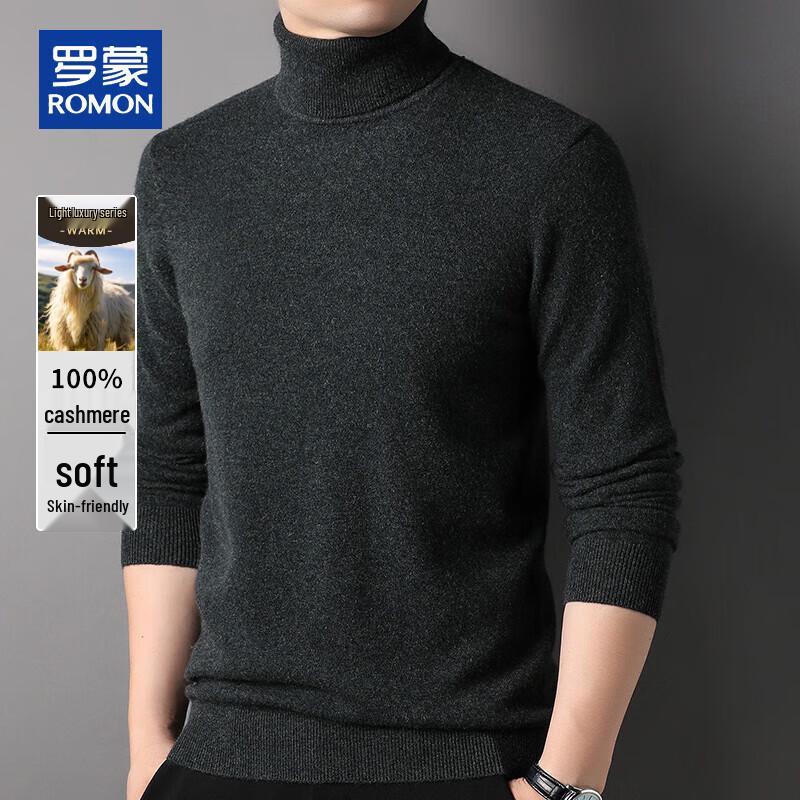 ROMON Men's 100% Pure Cashmere Turtleneck Sweater