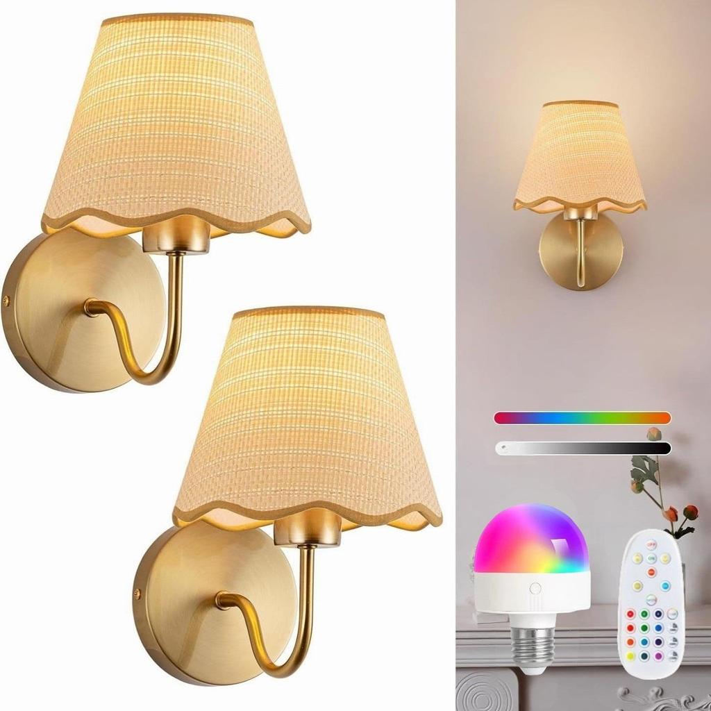 Cross-border Wireless RGB Remote Wall Lamp, American Style for Living Room, Hallway, Hotel Bedside.