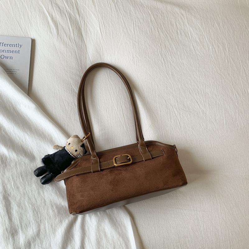 Korean version of retro niche suede underarm bag women's 2025 autumn foreign style casual work commuting shoulder handbag