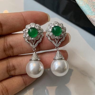 Boucles d'oreilles pendantes en perles Zir*****pal, boucles d'oreilles au tempérament rétro, boucles d'oreilles haut de gamme polyvalentes de niche.