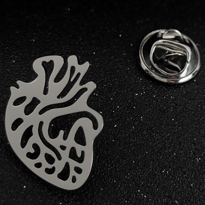 Soul Heart Brooch Cufflinks Dual Purpose Jewelry Hollow Design Fashion 14k