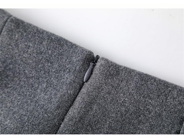 Women's Grey Wool Blend High-Waisted A-Line Skirt - Autumn/Winter 2025 Collection
