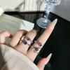 Gentle Whitening Star Heart Purple Diamond Open Ring - Korean Style Stackable Friendship Ring for Women