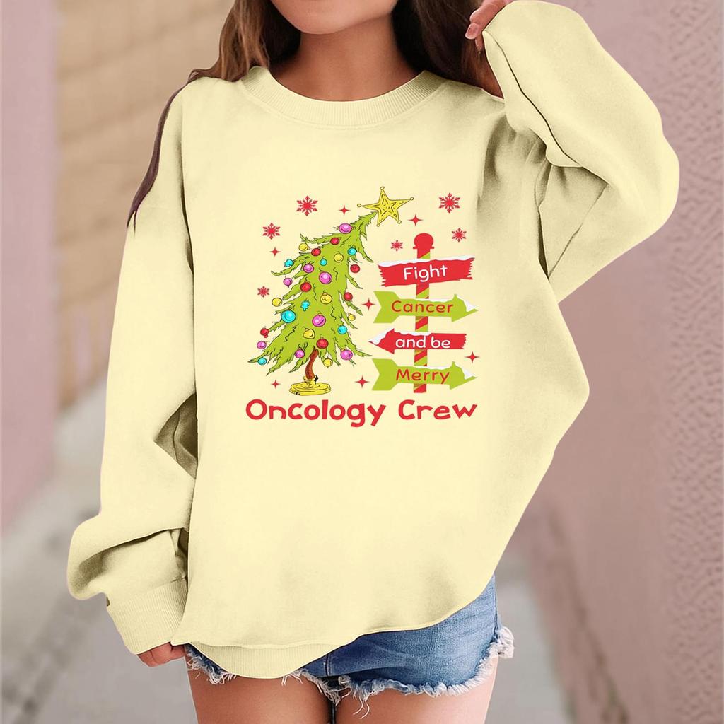 Children's Fashionable Casual Long-sleeved Loose Christmas Print Pullover Sweatshirt