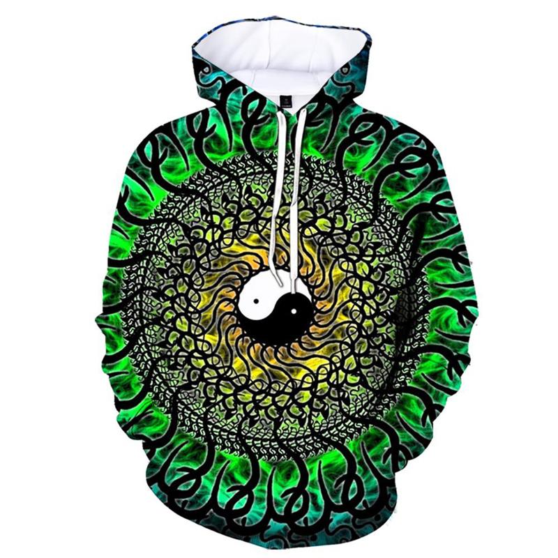 Retro 3D Print Tai Chi Eight Trigrams Ethnic Hoodie For Men Casual Long Sleeve Hoodies Sweatshirt Women Autumn Spring Pullovers