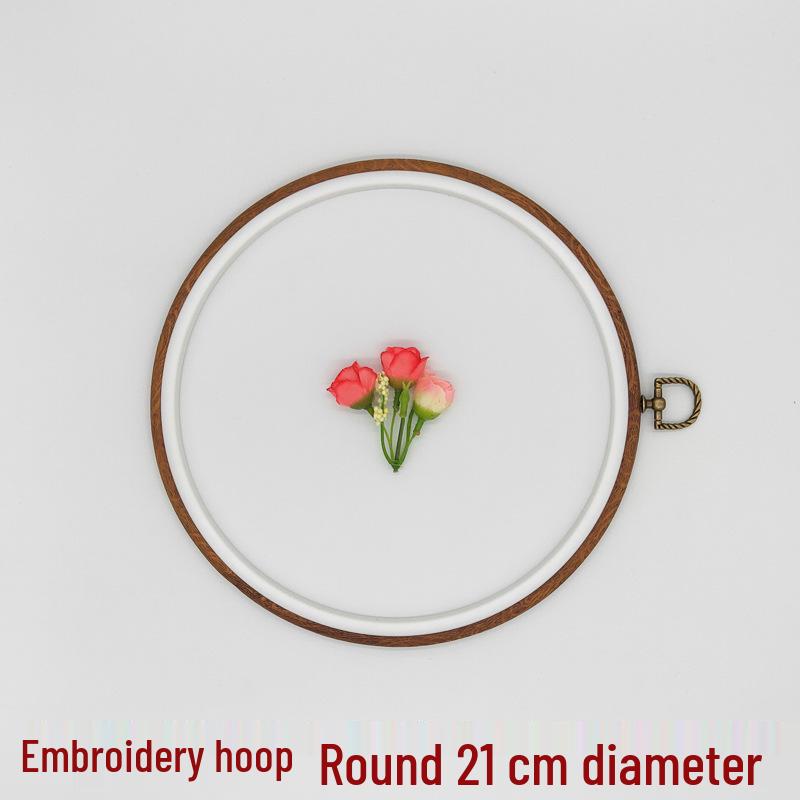 Plastikowa tamborek w stylu vintage: Drewniana rama do haftu krzyżykowego 22cm do zawieszenia na ścianie