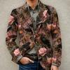 Men's Halloween Print Corduroy Warm Pocket Blazer Jacket Casual Suit Coat Lightweight Buttoned Front Outerwear for Fall Winter