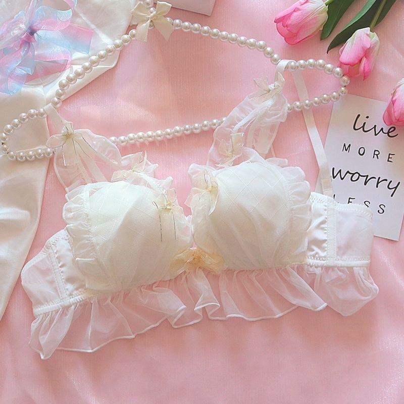 New Japanese Girl Bra Fairy Gas White Pure Wind Sweet Cute Small Breasts Gather Sexy Lace Upper Support Underwear