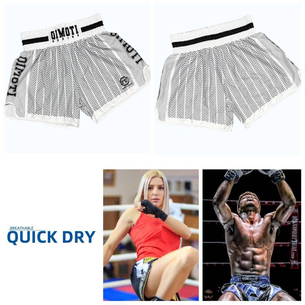 White Dot Muay Thai Kickboxing Boxing MMA UFC Casual Shorts Gym Sport Unisex Men Women Workout Quick Dry Print Elastic High Waist Training