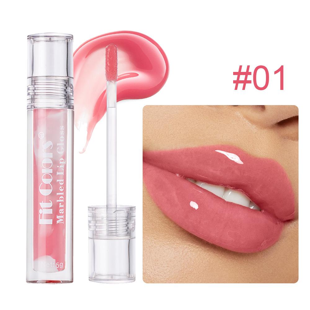 

Fit Colors Marbled Mirror Lip Gloss, 5 Vibrant Shades, Moisturizing Hydrating Long-Lasting Liquid Lipstick, Non-Sticky Formula