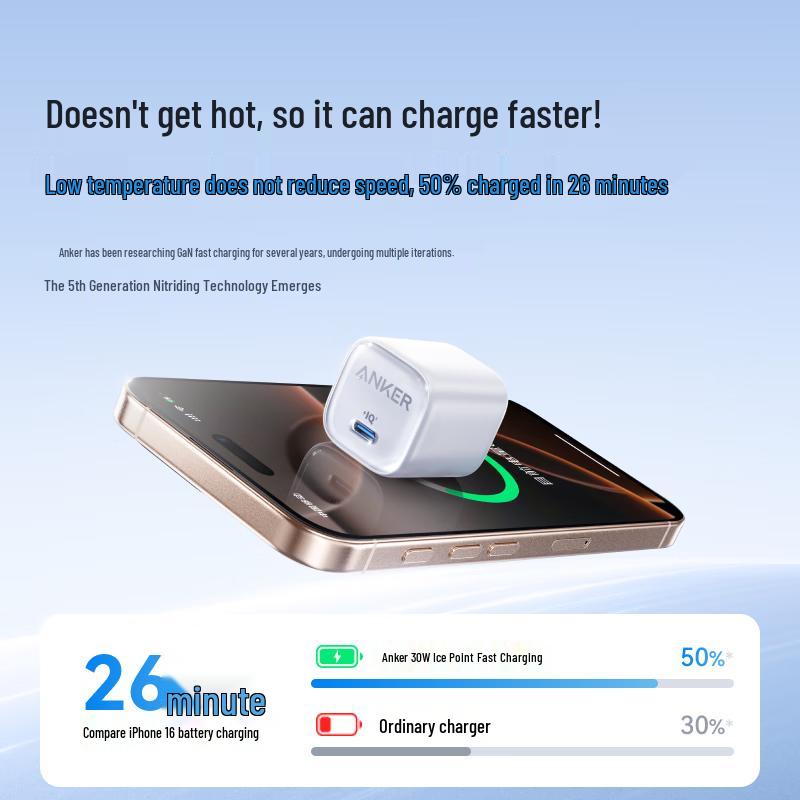 Anker 30W GaN Eisspitzen-Typ C PD Schnellladegerät