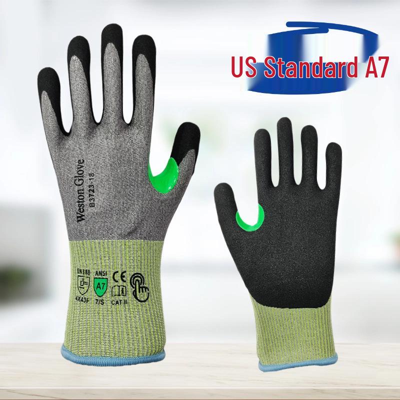 Schnittfeste Nitril-Frosted-Handschuhe, A7-Level, Rutschfest, Durchstichfest, Stahlfadenverstärkt, Touchscreen-kompatibel